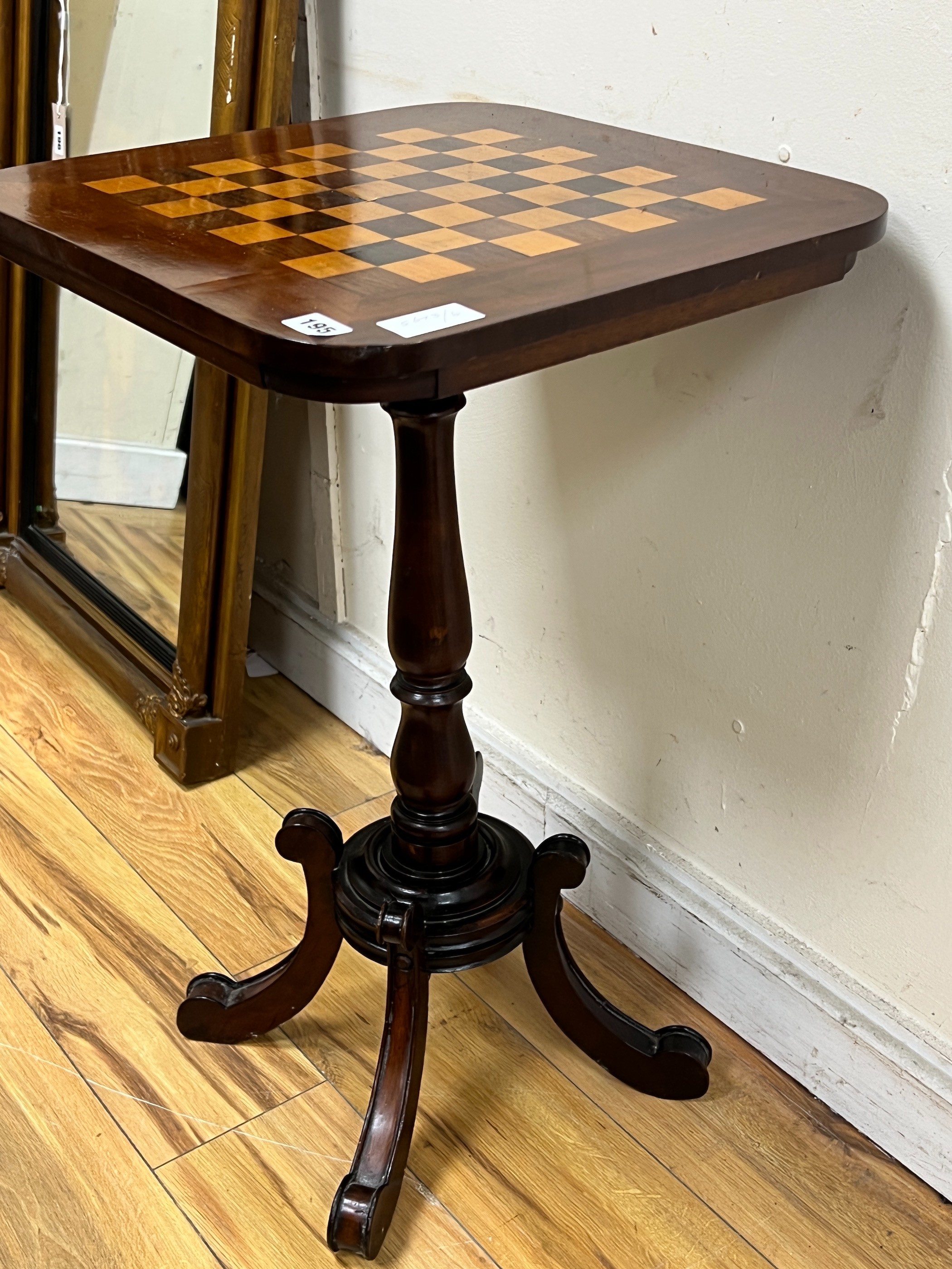 A Victorian and later inlaid mahogany games table, width 45cm, height 72cm